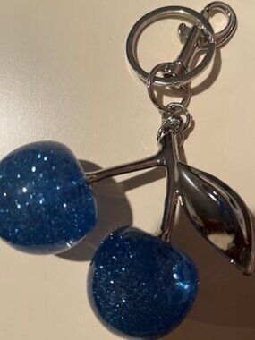 New Blue/Silver/Glitter Cherries Bag Charm/Keychain